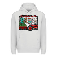 Dove Grey christmas on the farm tractor buffalo plaid Premium Hoodie - Jasminsmagicworld