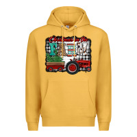 Mustard christmas on the farm tractor buffalo plaid Premium Hoodie - Jasminsmagicworld