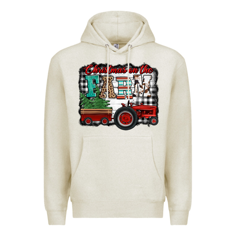 Christmas On The Farm Tractor Buffalo Plaid Premium Hoodie by Jasminsmagicworld | Teevron