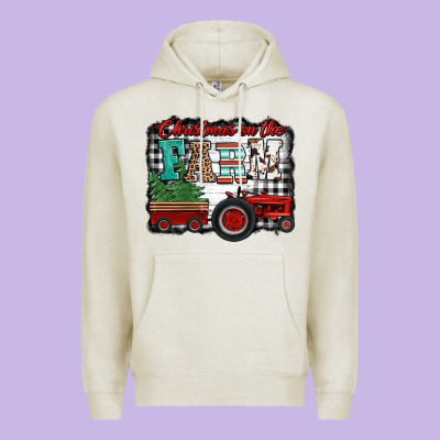 Christmas On The Farm Tractor Buffalo Plaid Premium Hoodie Designed By Jasminsmagicworld