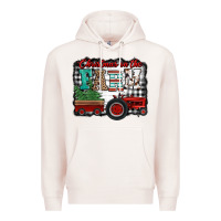 Pale Pink christmas on the farm tractor buffalo plaid Premium Hoodie - Jasminsmagicworld
