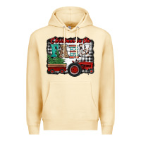 Pina Colada christmas on the farm tractor buffalo plaid Premium Hoodie - Jasminsmagicworld