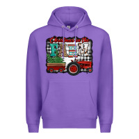 Purple christmas on the farm tractor buffalo plaid Premium Hoodie - Jasminsmagicworld