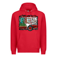 Red christmas on the farm tractor buffalo plaid Premium Hoodie - Jasminsmagicworld