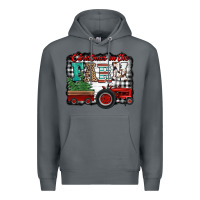 Rock christmas on the farm tractor buffalo plaid Premium Hoodie - Jasminsmagicworld