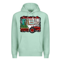 Seafoam christmas on the farm tractor buffalo plaid Premium Hoodie - Jasminsmagicworld