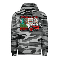 Slate Camo christmas on the farm tractor buffalo plaid Premium Hoodie - Jasminsmagicworld