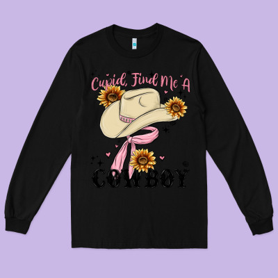 Long Sleeve Tee cupid find me a cowboy