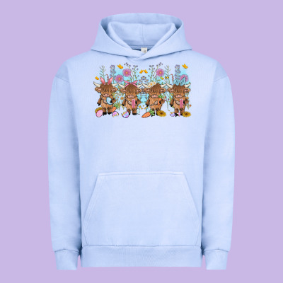 Easter Day Baby Highland Cow Urban Hoodie Designed By Maliassmallbusiness