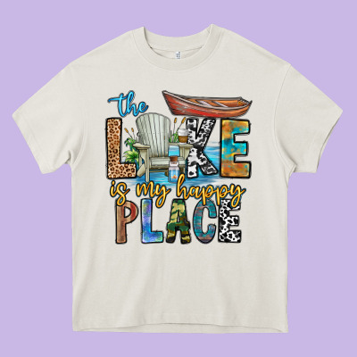 The Lakes My Happy Place Heavy Core Tee Designed By Cowhidedigitalart