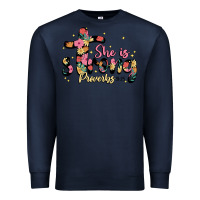 Navy she is strong proverbs 31 25 Premium Sweatshirt - JahusDesignShop