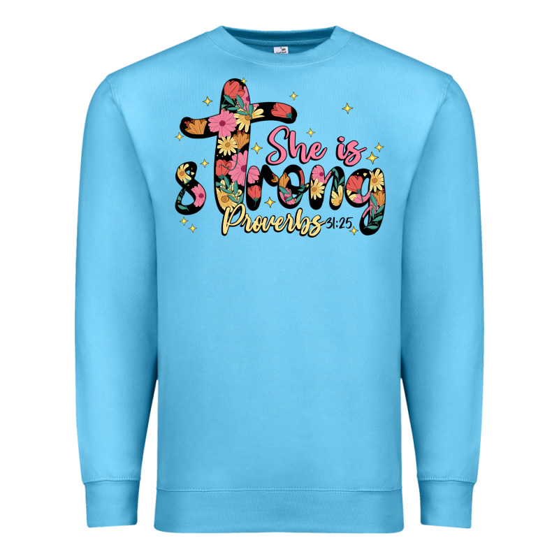 She Is Strong Proverbs 31 25 Premium Sweatshirt by JahusDesignShop | Teevron