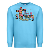 Ocean Blue she is strong proverbs 31 25 Premium Sweatshirt - JahusDesignShop