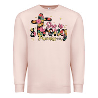 Pale Pink she is strong proverbs 31 25 Premium Sweatshirt - JahusDesignShop