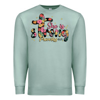 Seafoam she is strong proverbs 31 25 Premium Sweatshirt - JahusDesignShop