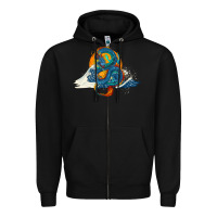 Black blue dragon ocean waves and sun Zipper Hoodie - RanaPortraitStore