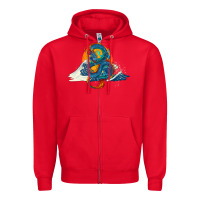 Red blue dragon ocean waves and sun Zipper Hoodie - RanaPortraitStore