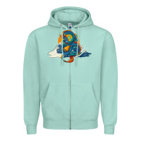 Seafoam blue dragon ocean waves and sun Zipper Hoodie - RanaPortraitStore