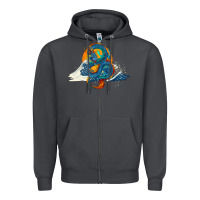 Blue Dragon Ocean Waves And Sun Zipper Hoodie | Teevron