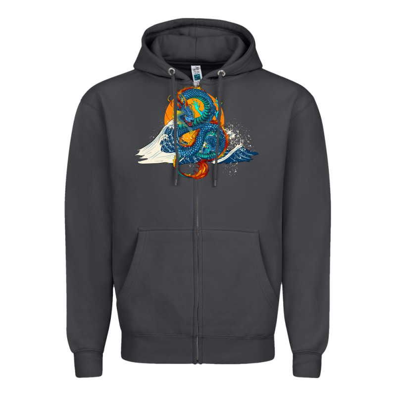 Blue Dragon Ocean Waves And Sun Zipper Hoodie by RanaPortraitStore | Teevron