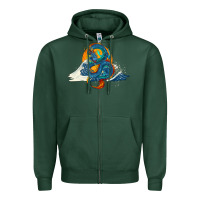 Sports Green blue dragon ocean waves and sun Zipper Hoodie - RanaPortraitStore
