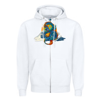 White blue dragon ocean waves and sun Zipper Hoodie - RanaPortraitStore