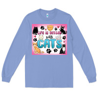 Colony Blue life is better with cats Long Sleeve Tee - MaliasSmallBusiness