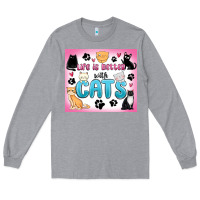 Heather Grey life is better with cats Long Sleeve Tee - MaliasSmallBusiness