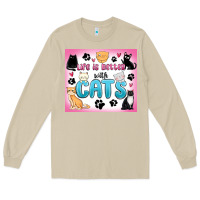Mushroom life is better with cats Long Sleeve Tee - MaliasSmallBusiness
