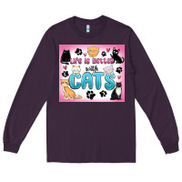 Plum life is better with cats Long Sleeve Tee - MaliasSmallBusiness
