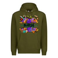 Army Green halloween nurse pumpkin Premium Hoodie - NancyCooperArtShop