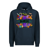 Navy halloween nurse pumpkin Premium Hoodie - NancyCooperArtShop