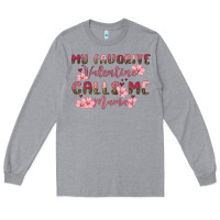 Heather Grey my favorite valentine calls me mama Long Sleeve Tee - MaliasSmallBusiness