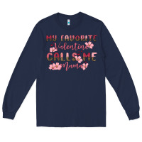 Navy my favorite valentine calls me mama Long Sleeve Tee - MaliasSmallBusiness