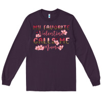 Plum my favorite valentine calls me mama Long Sleeve Tee - MaliasSmallBusiness