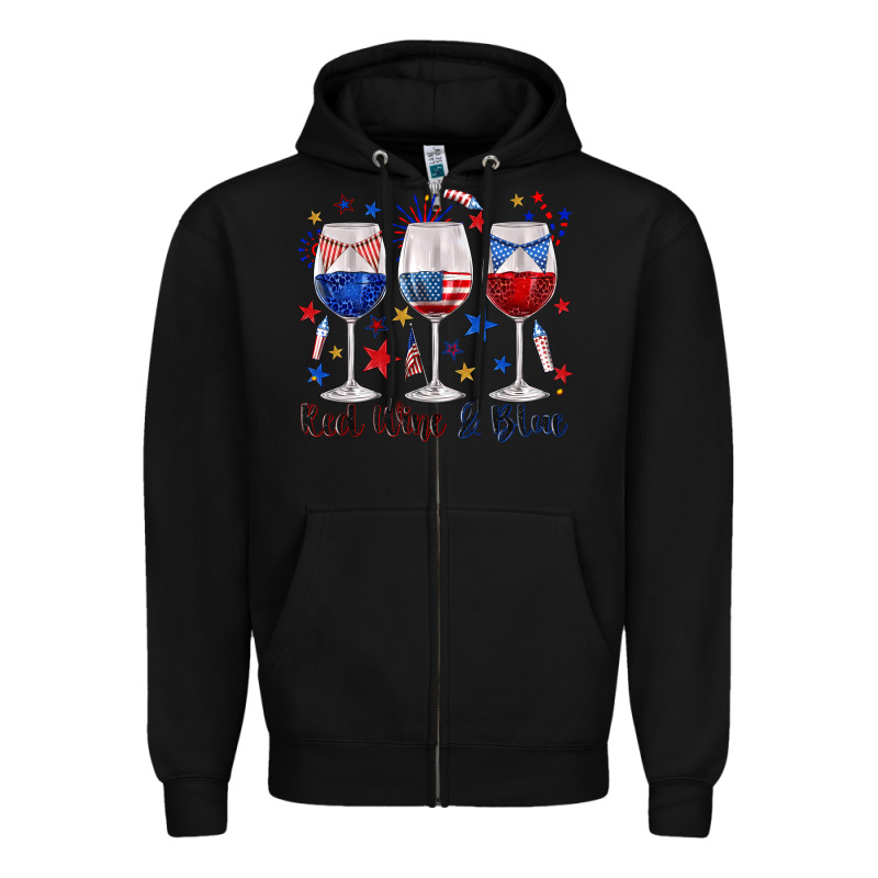 Red Wine And Blue Wine Glasses Zipper Hoodie by texasbilliewilder | Teevron