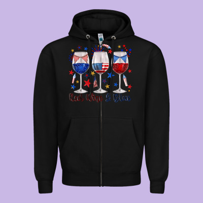 Zipper Hoodie red wine and blue wine glasses