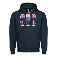 Navy red wine and blue wine glasses Zipper Hoodie - texasbilliewilder