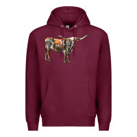 Burgundy Texas Longhorn Cow Premium Hoodie - LillyAllenDesigns