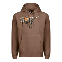 Chestnut Texas Longhorn Cow Premium Hoodie - LillyAllenDesigns