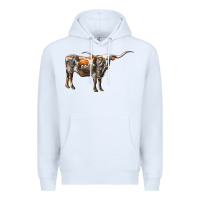 White Texas Longhorn Cow Premium Hoodie - LillyAllenDesigns