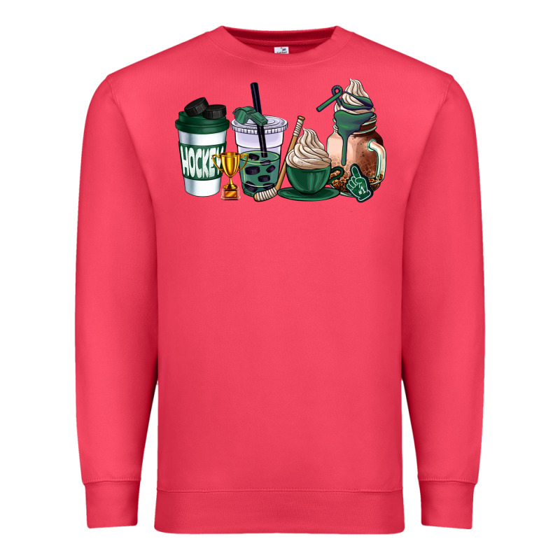 Hunter Green Hockey Coffee Cups Premium Sweatshirt by AdoDesignShop | Teevron