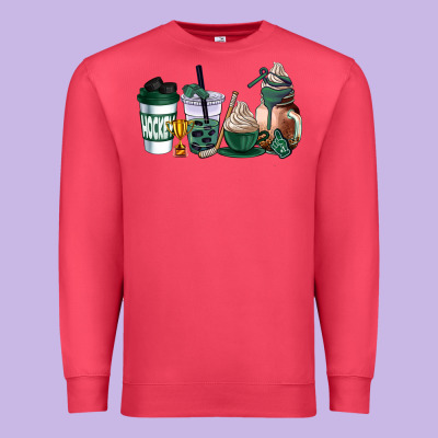 Hunter Green Hockey Coffee Cups Premium Sweatshirt Designed By Adodesignshop