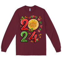 Burgundy happy new year 2024 Long Sleeve Tee - MaliasSmallBusiness