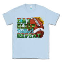 Dusty Blue eat sleep football repeat Classic Tee - texasbilliewilder