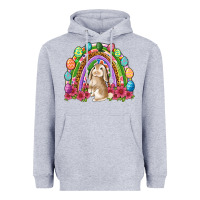 Heather Grey Easter rainbow Bunny Easter Day Heavyweight Hoodie - Neo Western