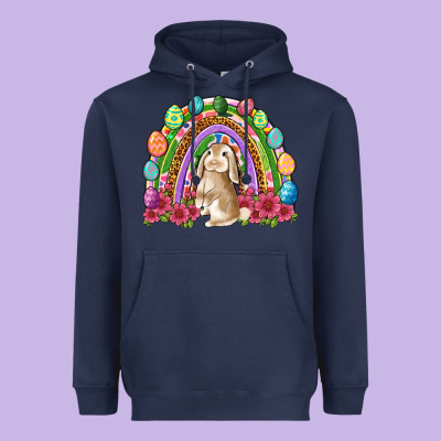 Easter Rainbow Bunny Easter Day Heavyweight Hoodie Designed By Neo Western