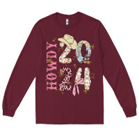 Burgundy howdy 2024 Long Sleeve Tee - MaliasSmallBusiness