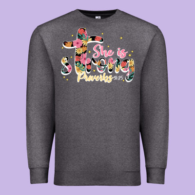 She Is Strong Proverbs 31 25 Premium Sweatshirt Designed By Jahusdesignshop