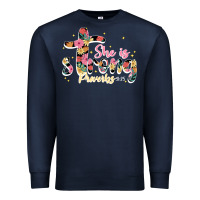 Navy she is strong proverbs 31 25 Premium Sweatshirt - JahusDesignShop